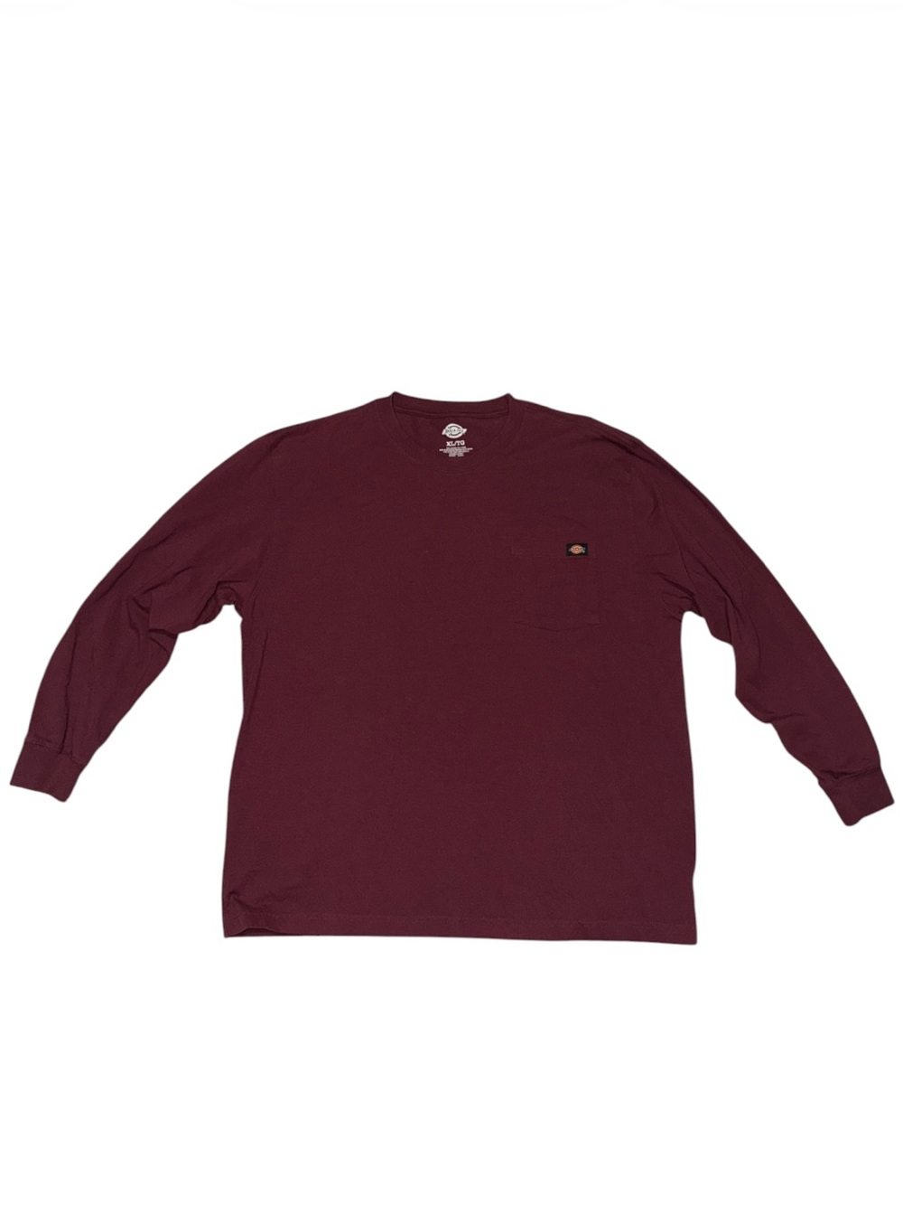 Dickies Long Sleeve Pocket Tee in Maroon/Burgundy